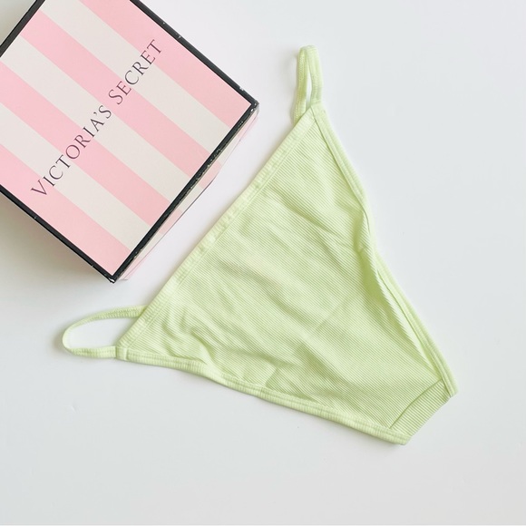 LARGE VS PINK lime green ribbed high leg bikini panty - Picture 3 of 4